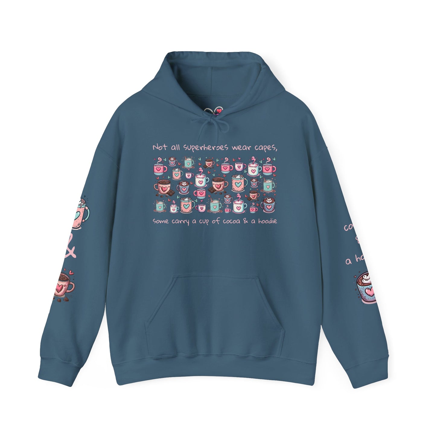 Kawaii Hearts & Cocoa Hoodie | Unisex Heavy Blend™ Hooded Sweatshirt