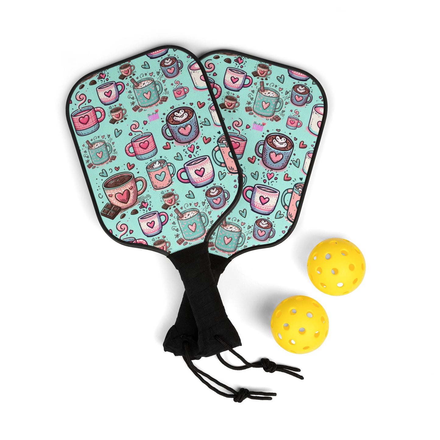 Kawaii Hearts & Mugs | Pickleball Kit | Teal