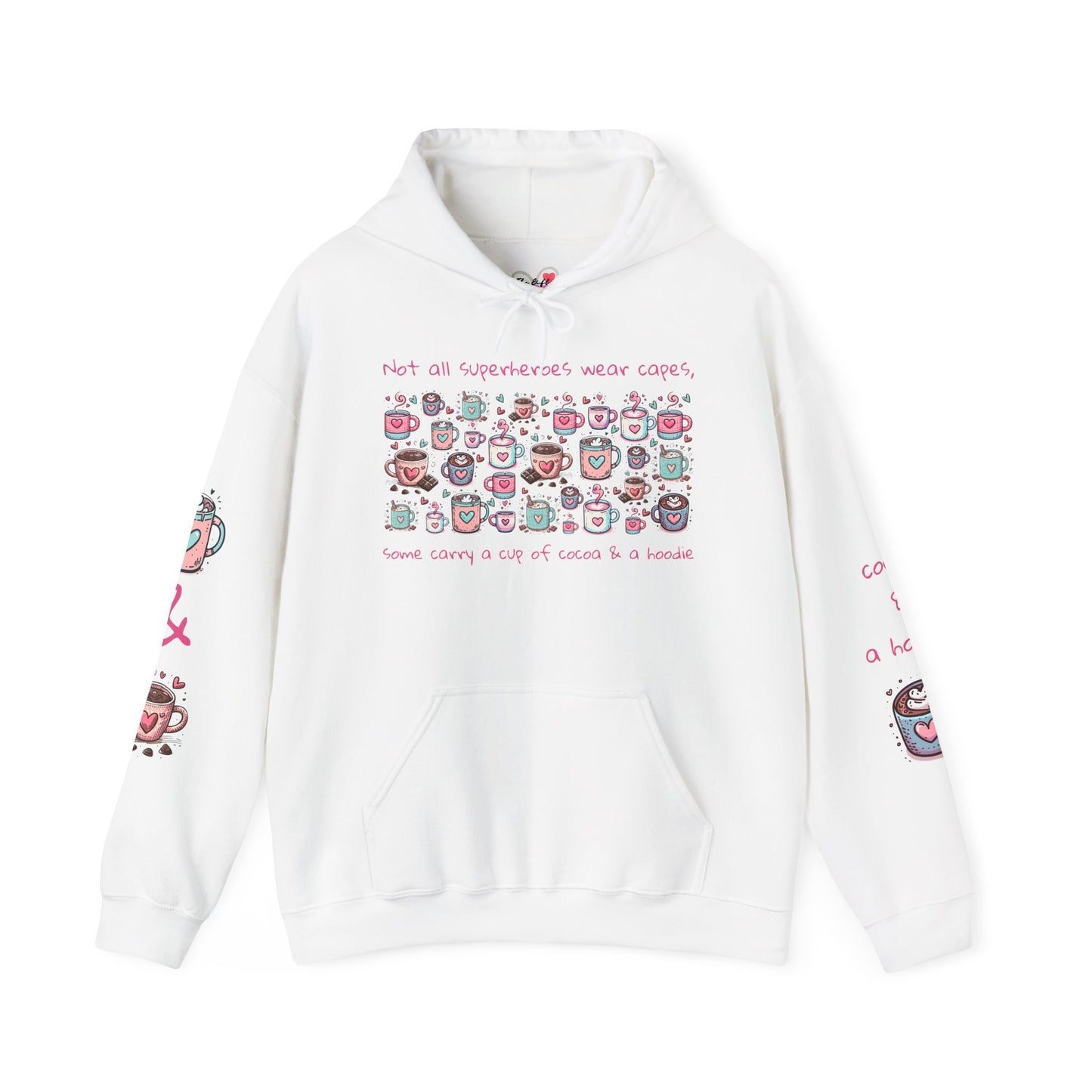 Kawaii Hearts & Cocoa Hoodie | Unisex Heavy Blend™ Hooded Sweatshirt