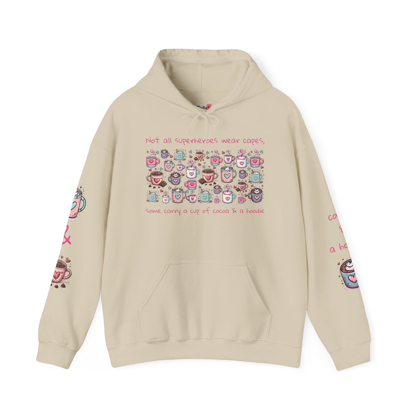 Kawaii Hearts & Cocoa Hoodie | Unisex Heavy Blend™ Hooded Sweatshirt