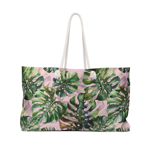 Weekender Bag | Monstera | Green & Pink