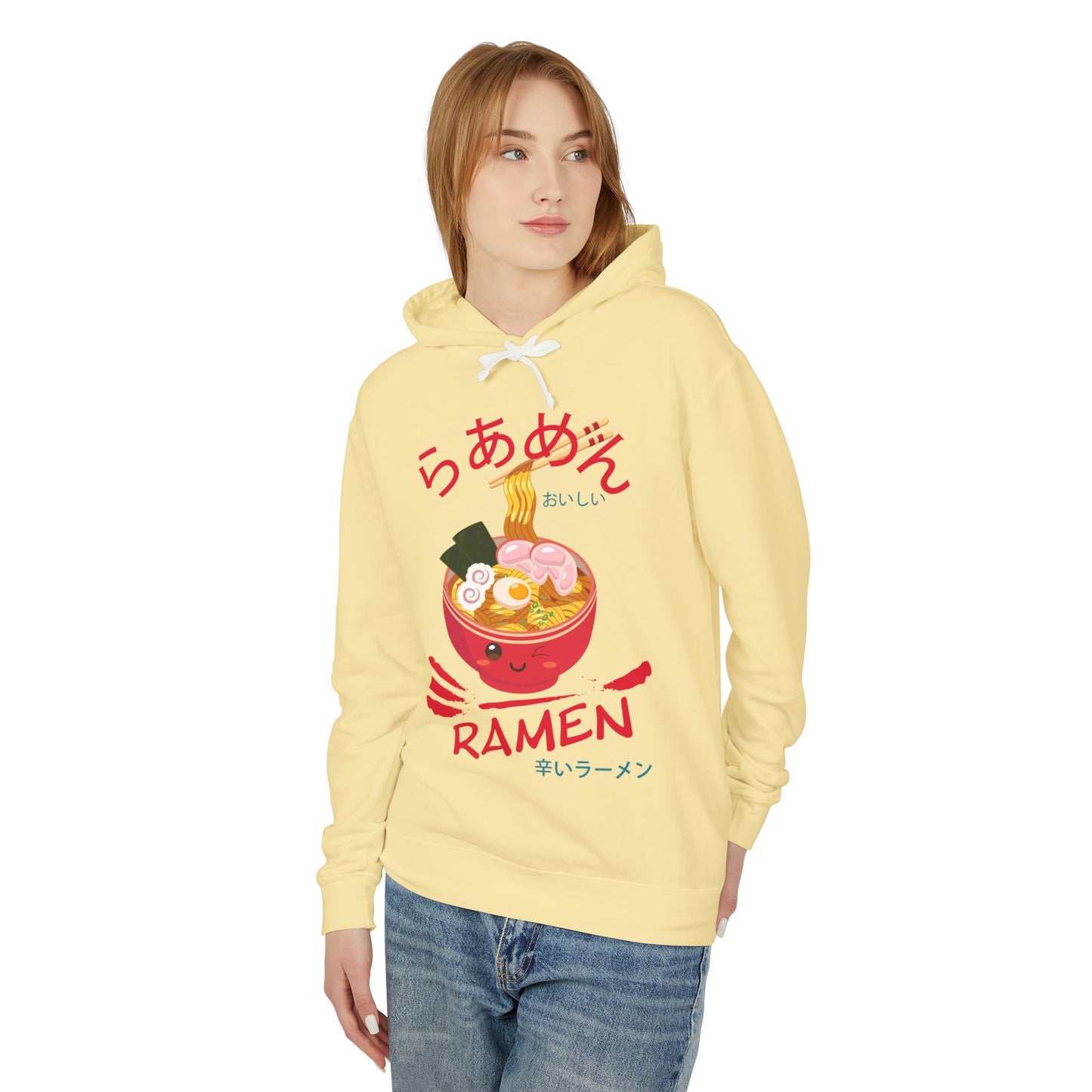 Ramen Red Bowl | Unisex Lightweight Hooded Sweatshirt