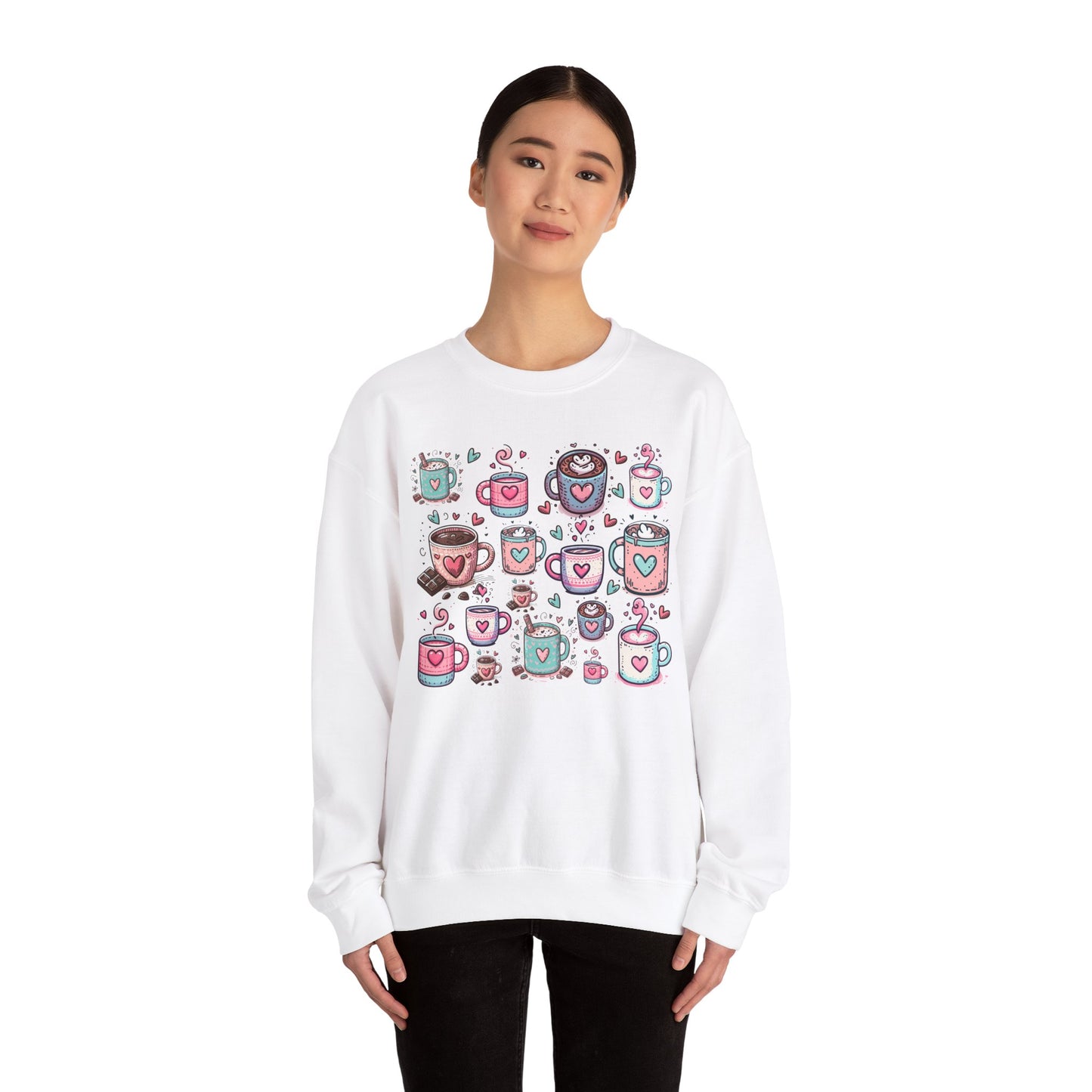 Kawaii Hearts & Cocoa | Unisex Heavy Blend™ Crewneck Sweatshirt