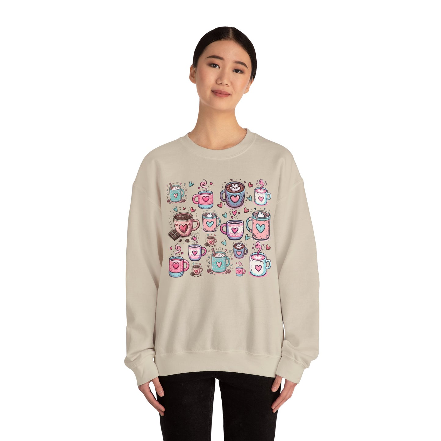 Kawaii Hearts & Cocoa | Unisex Heavy Blend™ Crewneck Sweatshirt