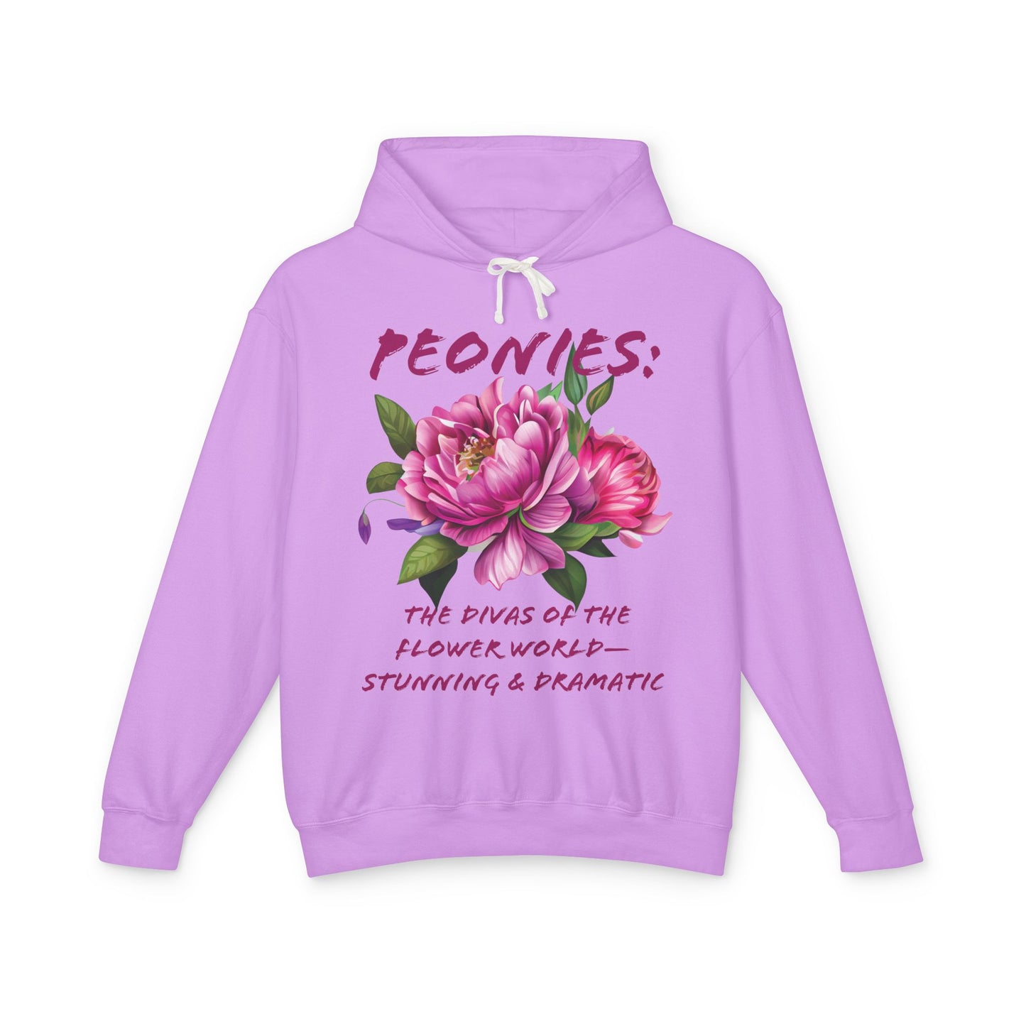 Flower Quote | Lightweight Hoodie Sweatshirt | Peonies