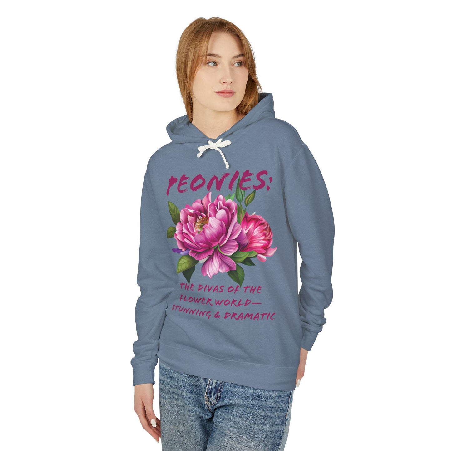 Flower Quote | Lightweight Hoodie Sweatshirt | Peonies