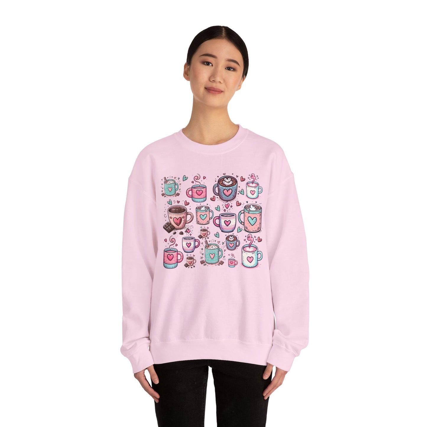 Kawaii Hearts & Cocoa | Unisex Heavy Blend™ Crewneck Sweatshirt