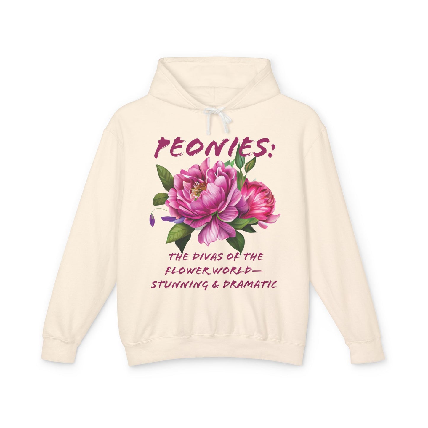 Flower Quote | Lightweight Hoodie Sweatshirt | Peonies