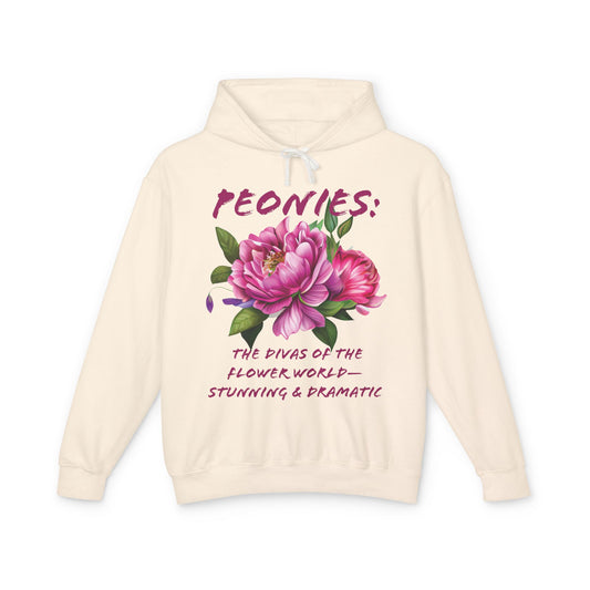 Flower Quote | Lightweight Hoodie Sweatshirt | Peonies