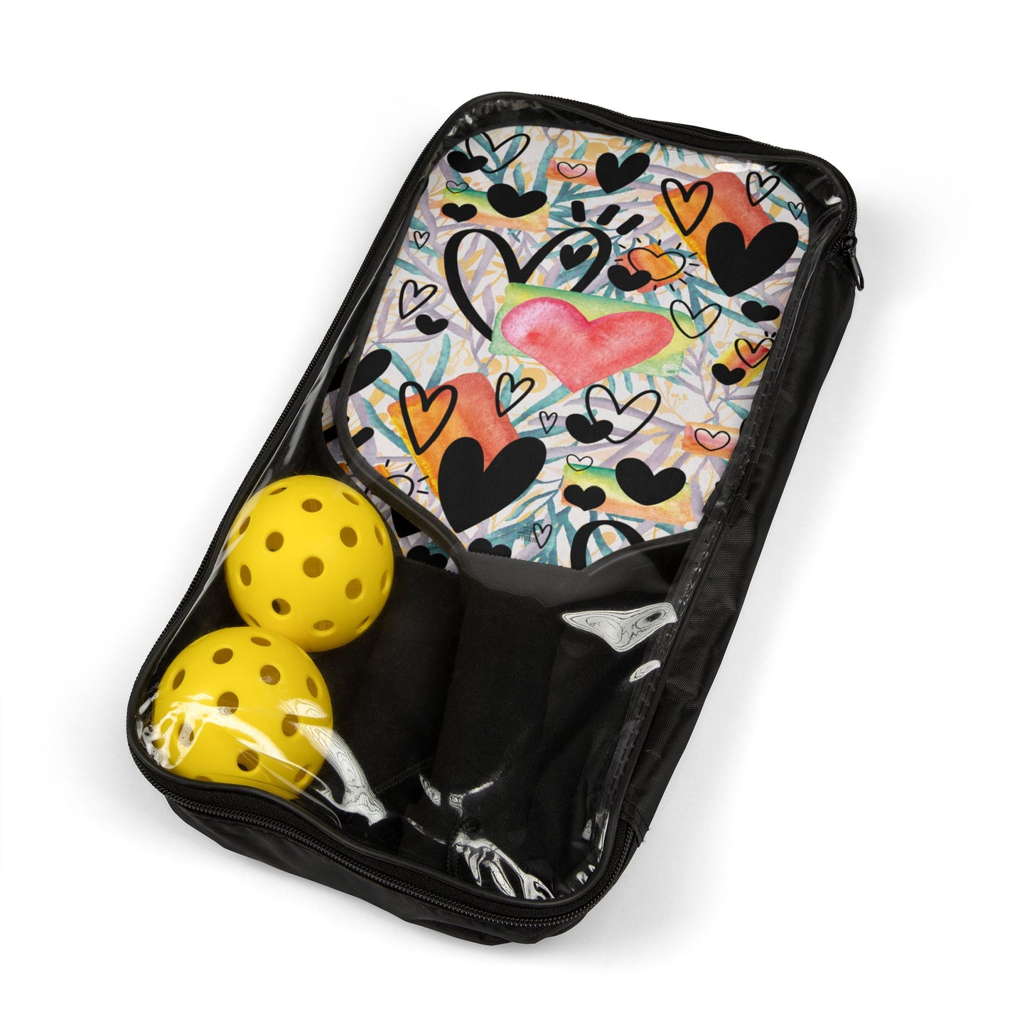 Pickleball Kit | Doodle Hearts | Yellow & Orange